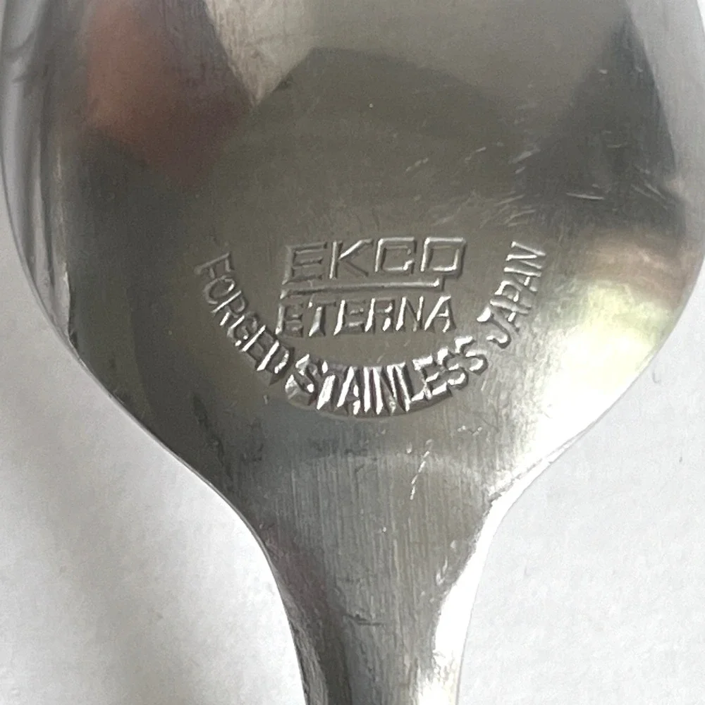 Ekco Eterna Iced Tea Spoons Set of 2 Forged Stainless Japan Brown MCM 7.75 inch